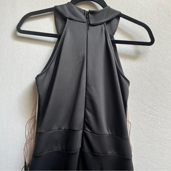 Neoma Black and Pink Fringe Party Jumpsuit Sz M 18” PTP - Picture 5 of 12